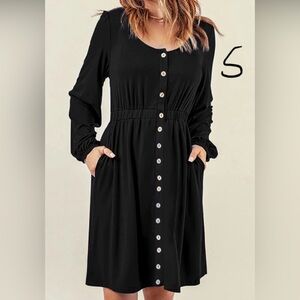Elegant Black Button-Down Dress